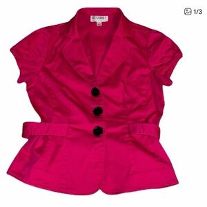 Studio I Fuchsia Blazer with Black Buttons